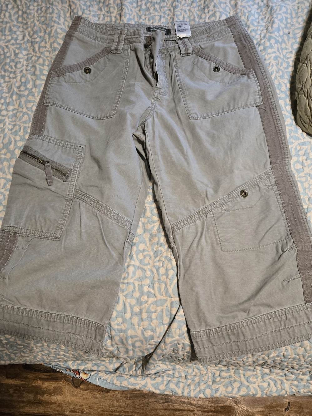 Bauer Gray Cargo Capris with Utility Details
